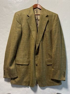 Brooks Brothers  Green Tweed Linen Blend Sport Coat
